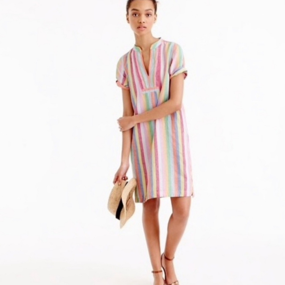 J. Crew Rainbow Colorful Candy Striped Dress‎